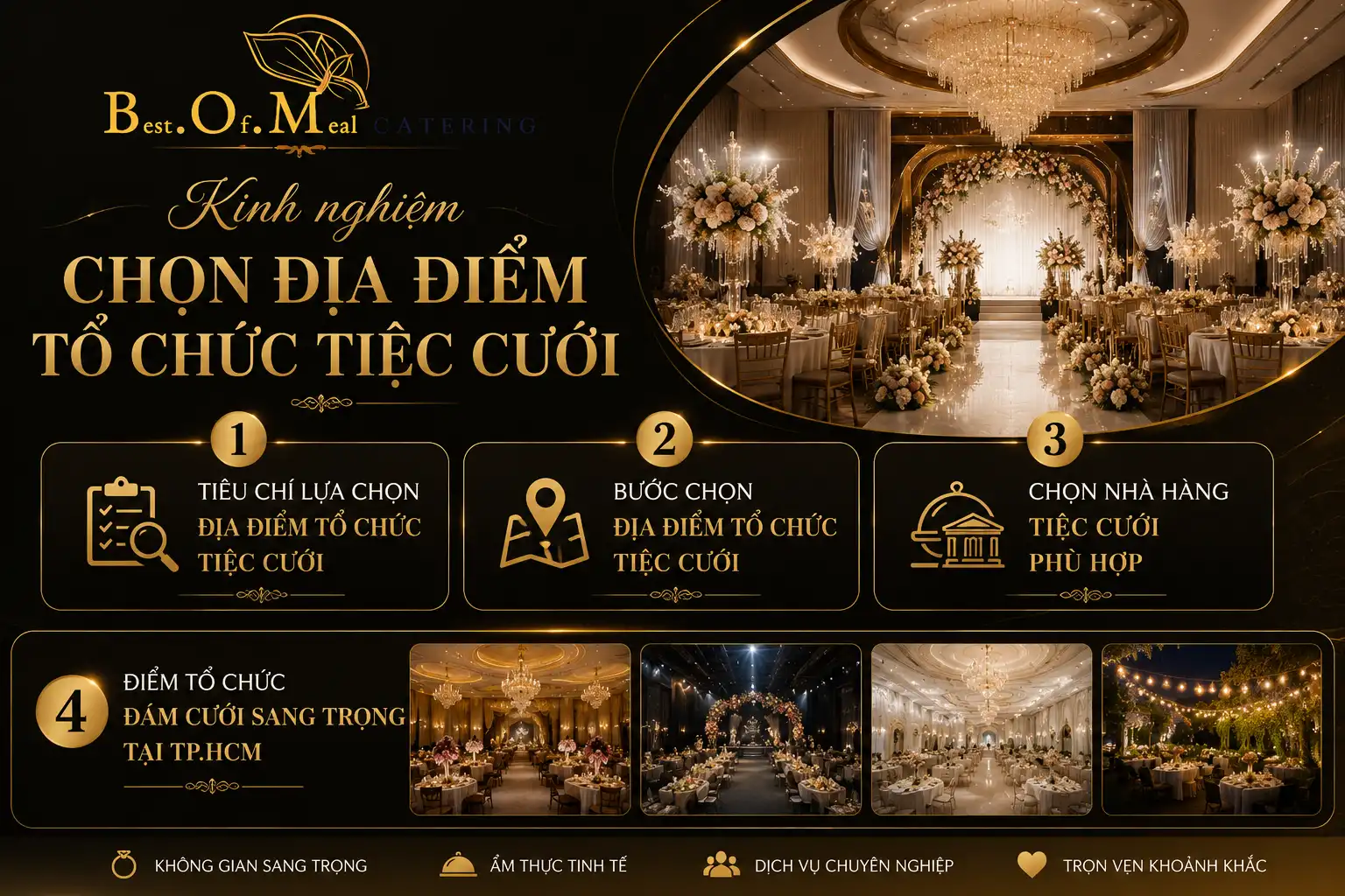 Kinh nghiệm chọn địa điểm tổ chức tiệc cưới